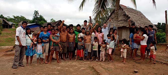 Matses Village in Peruvian Amazon Rainforest photo